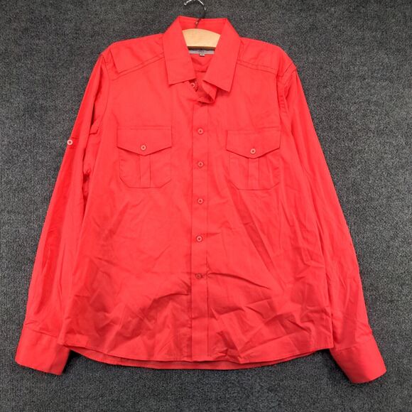 Amongst Others Men's Button Up Shirt Pink XL Long Sleeve Cotton Blend Casual - Picture 2 of 12